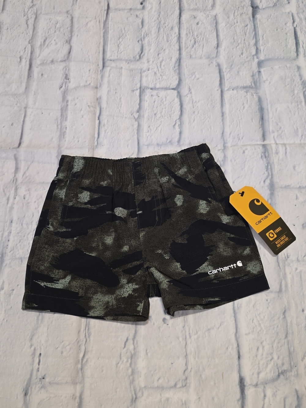 Carhartt Kids' Camo Elastic Waist Shorts - Olive/Black